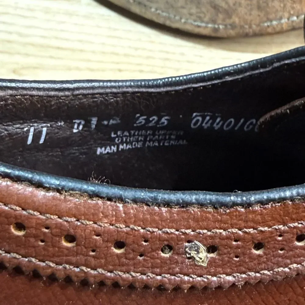 Executive Imperial Long Wing US 11 D Wing Tip 525 Pebbled Oxford Brown Leather